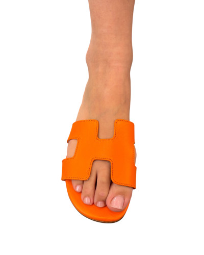 Ciabatta arancio pelle
