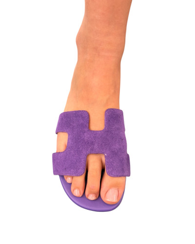 Ciabatta viola camoscio
