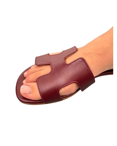 Ciabatta bordeaux pelle